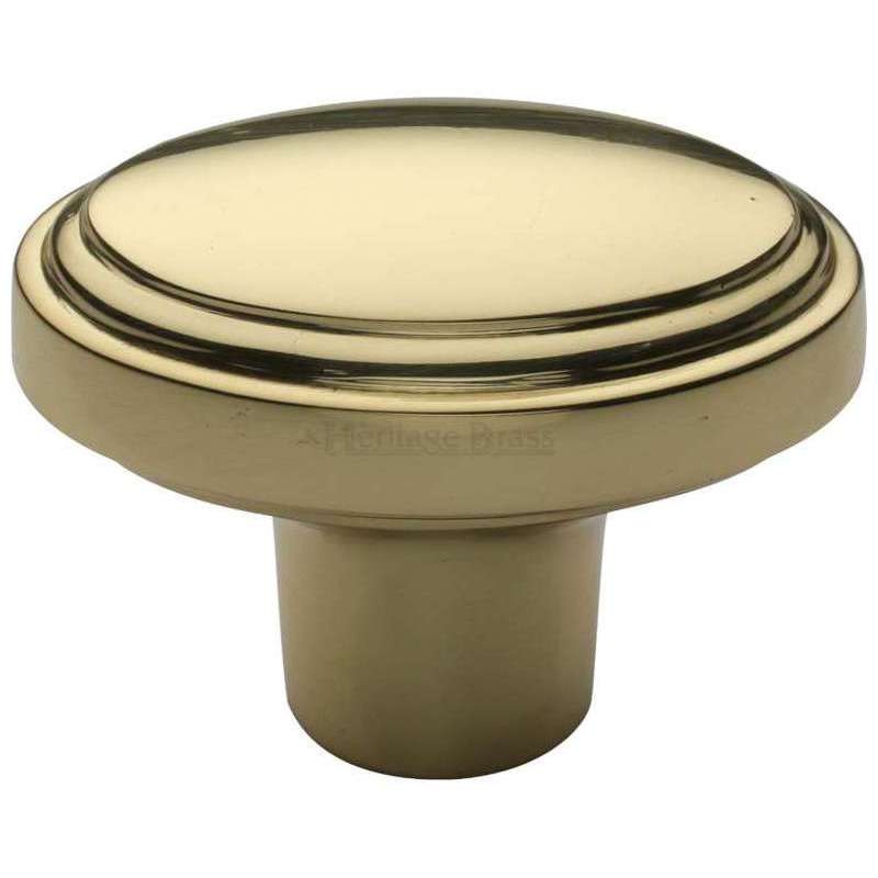 Heritage Stepped Oval Cabinet Knob C Polished Brass Broughtons