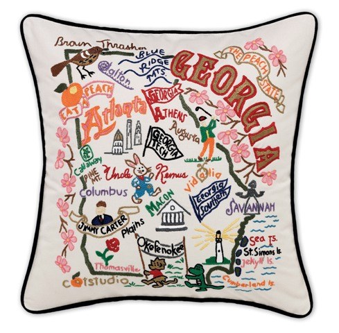Hand Embroidered Georgia Pillow The Red Hound Gifts