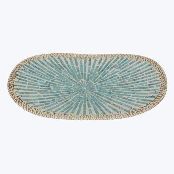 Oval Blue Capiz Mosaic Tray Wilford Lee Home Accents