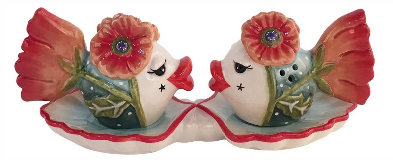 3 Kissy Fish Ceramic Salt And Pepper Shakers Wilford Lee Home Accents