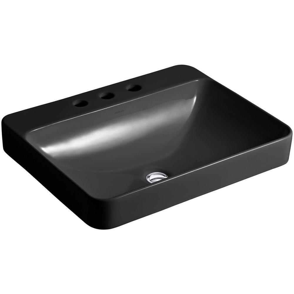 Vox Rectangle Vessel Bathroom Sink With Widespread Faucet Holes