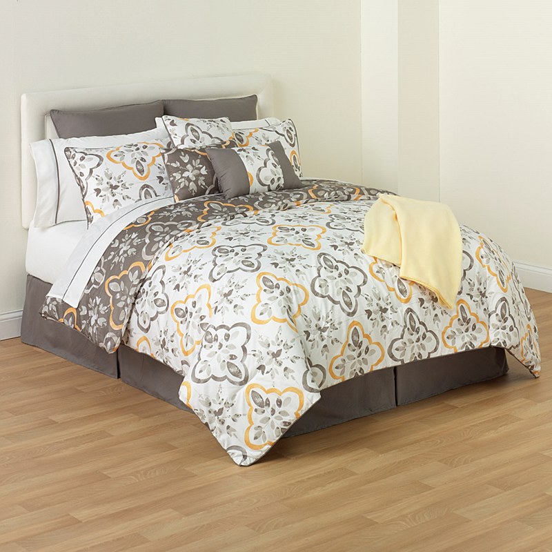 Paloma 16 Piece Comforter Set King Size Taupe Yellow Save Tell