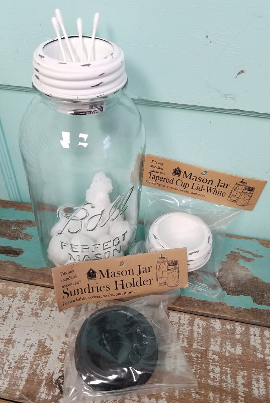 Mason Jar Sundries Tapered Cup Lid White