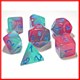 Gemini Green-Pink w/Blue 7-Die Set Lab Dice Gemini Green-Pink w/Blue 7-Die Set Lab Dice