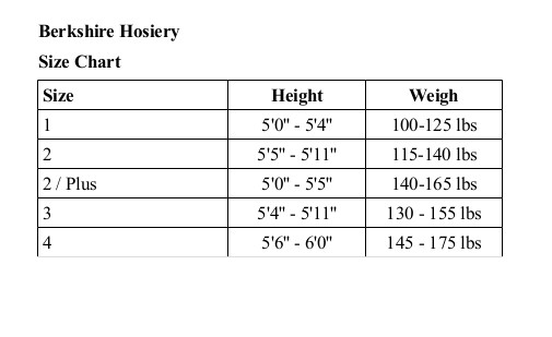 Berkshire Hosiery Size Chart