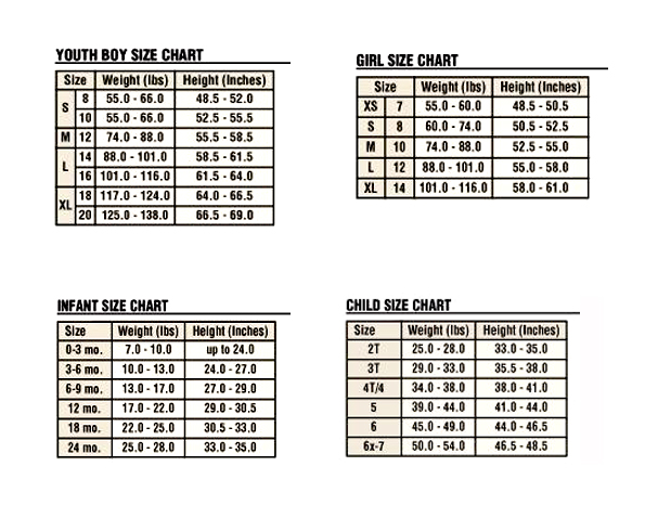 Custom Ink Youth Size Chart