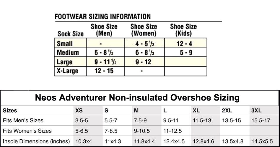 Youth Footwear Size Chart