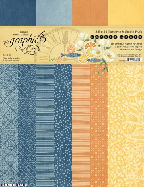 Graphic 45 Scenic Route 8.5x11 Inch Patterns & Solids Pack
