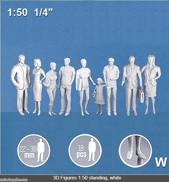 3D Figures Standing 1:50 White 3D Figures Standing 1:50 White