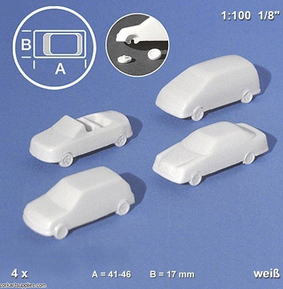 Model Cars White 1:100 4pk
