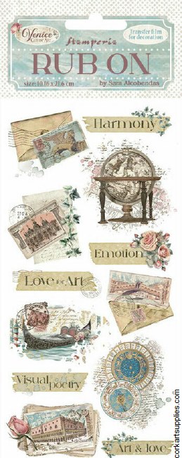 Stamperia Venice City of Art Rub On 4x8,5 Inch Letters