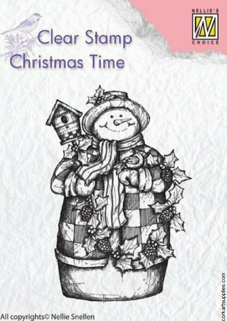 Nellie Snellen Christmas Time Clear Stamps Snowman With Birdhouse