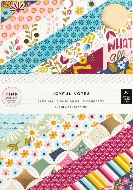 American Crafts Pink Paislee Joyful Notes 6x8 Inch Paper Pad