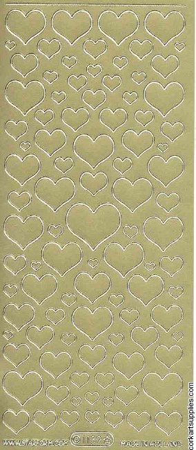 Outline Stickers Hearts Gold