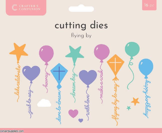 Crafter's Companion Sentiment Balloons Metal Die Set Flying By...