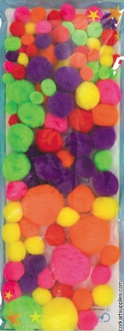 Pom Poms 100pk Asst Neon Pom Poms 100pk Asst Neon