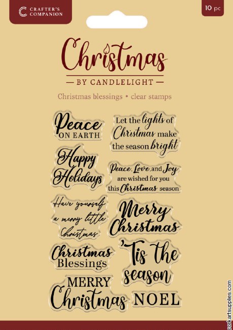 Crafter's Companion Christmas by Candlelight Clear Acrylic Stamp Set Christmas Blessings