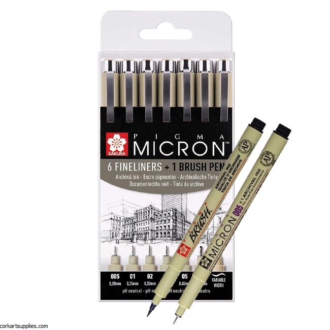 Sakura Pigma Micron Fineliners 6+1pk