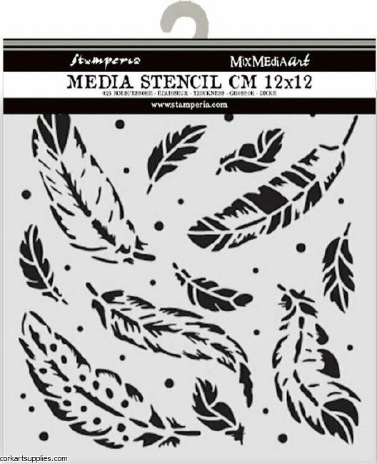 Stamperia Herbarium Silvae Thick Stencil 12x12cm Feather Pattern