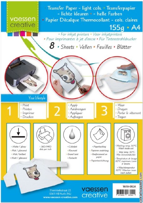 Transfer Paper A4 8pk for Light Colours Transfer Paper A4 8pk for Light Colours