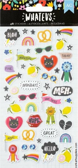 American Crafts Whatevs Stickers Puffy Icons (48pcs)