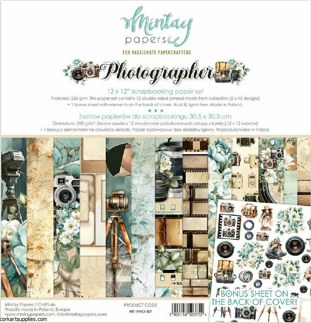 Photographer 12x12 Inch Scrapbooking Paper Set