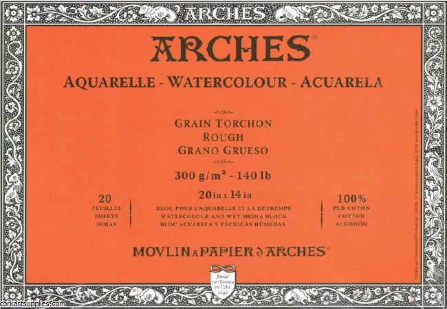Arches Watercolor Block 18x24 Cotton Paper Rough 20 Sheets