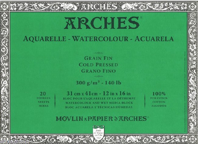 Arches Aquarelle Watercolor Block 300 lb. Cold Press 12 in. x 16 in.