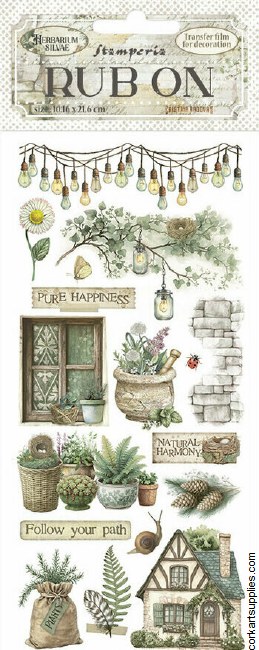 Stamperia Herbarium Silvae Rub On 8,33x2,36 Inch Cottage