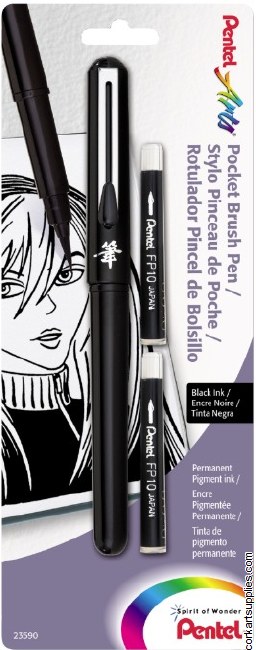 Pentel Arts Pocket Brush Pen, Medium, Black