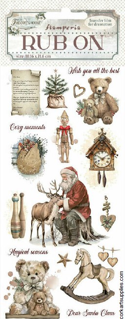 Stamperia The Owl's House Rub on 4x8,5 Inch Teddy Bears