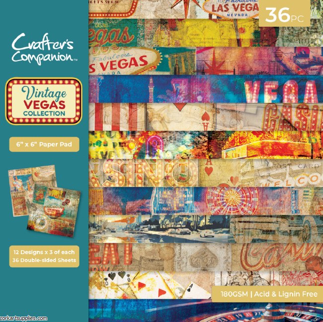 Crafter's Companion Vintage Vegas 6x6 Inch Paper Pad 