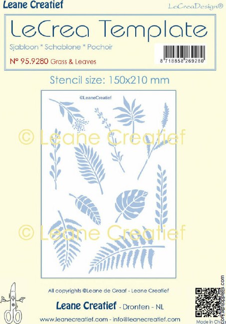 Stencil LeCrea Grass & Leaves 150x210mm