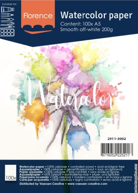 Watercolour Paper Smooth 95lb/200gm 100pk A5