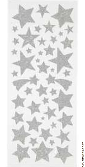 Stickers Stars Silver glitter