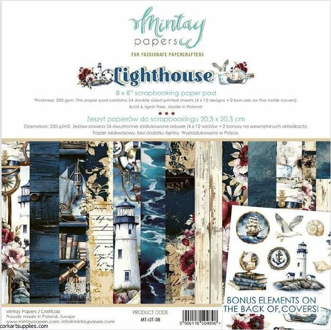 Mintay Lighthouse 8x8 Inch Scrapbooking Paper Pad