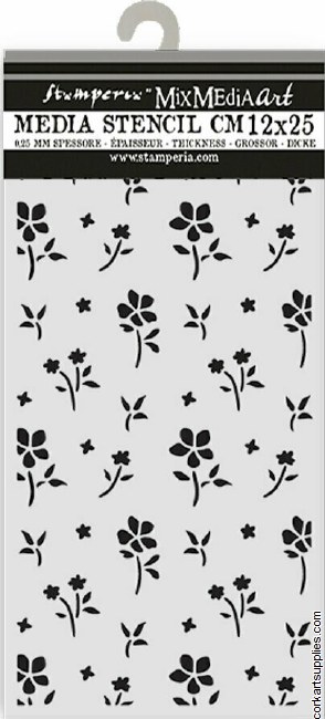 Stamperia Family Thick Stencil 12x25cm Small Flower Pattern