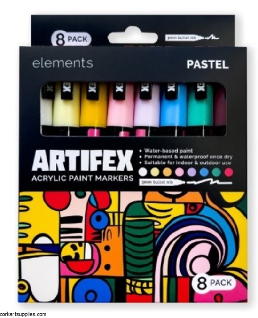 Elements Artifex Acrylic Paint Markers 3mm 8pk Pastel