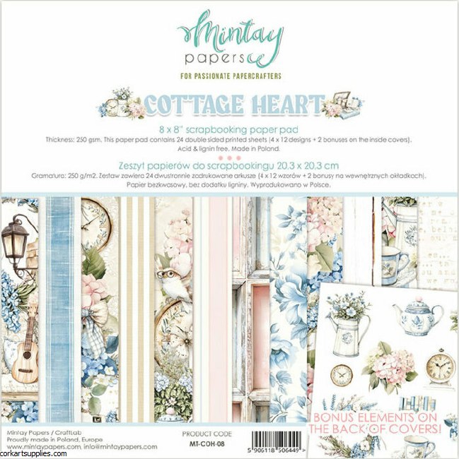 Mintay Cottage Heart 8x8 Inch Scrapbooking Paper Pad