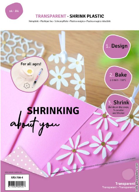 Shrink Plastic A4 Clear 4pk