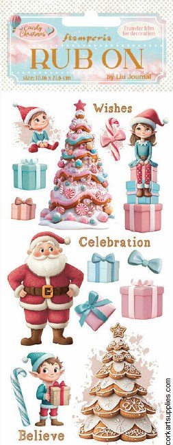Stamperia Candy Christmas Rub on 4x8,5 Inch Santa Claus