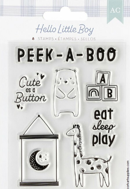 American Crafts Hello Little Boy Clear Stamps (8pcs)