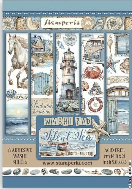 Stamperia Silent Sea A5 Washi Pad (8pcs)
