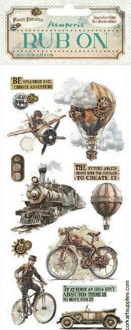 Stamperia Voyages Fantastiques Rub On 4x8,5 Inch The Age of Adventure
