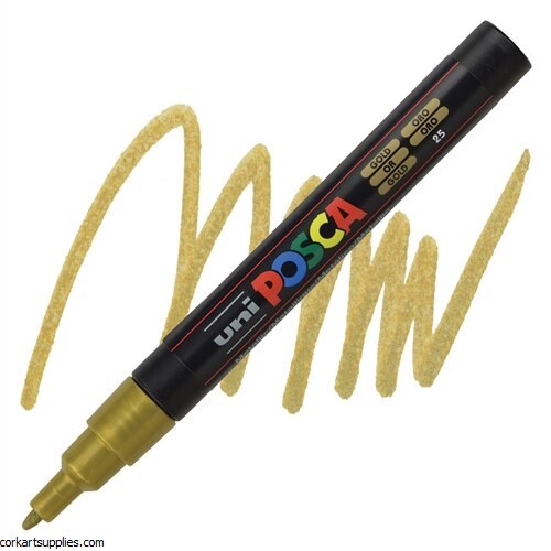 Posca PC-3M Fine Bullet Tip .9-1.3mm Gold Posca PC-3M Fine Bullet Tip .9-1.3mm Gold