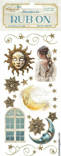 Masquerade Rub On 4x8,5 Inch Sun And Moon