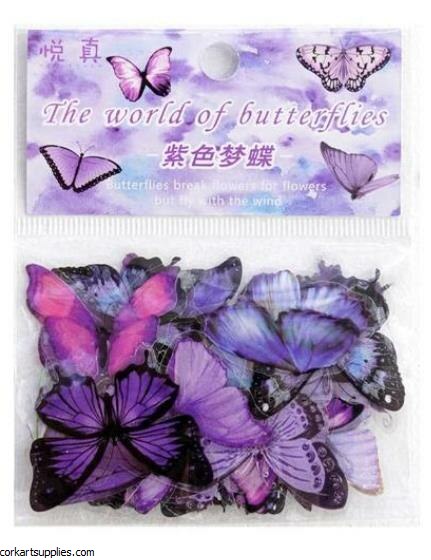 Stickers Butterflies 40pk Purp