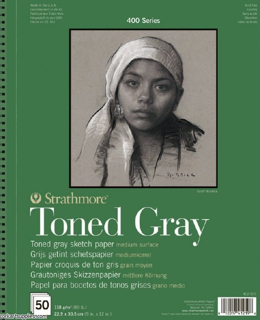 Strathmore Toned Pad Gray 118gm/80lb 9x12