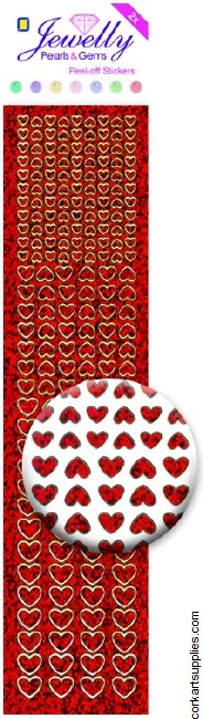 Stickers Glitter Heart Red 2pk