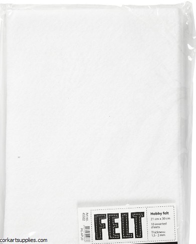 Felt A4 1.5mm White 10pk Felt A4 1.5mm White 10pk